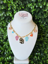 Load image into Gallery viewer, SD Día De Los Muertos Necklace 🧡⚾️🩵
