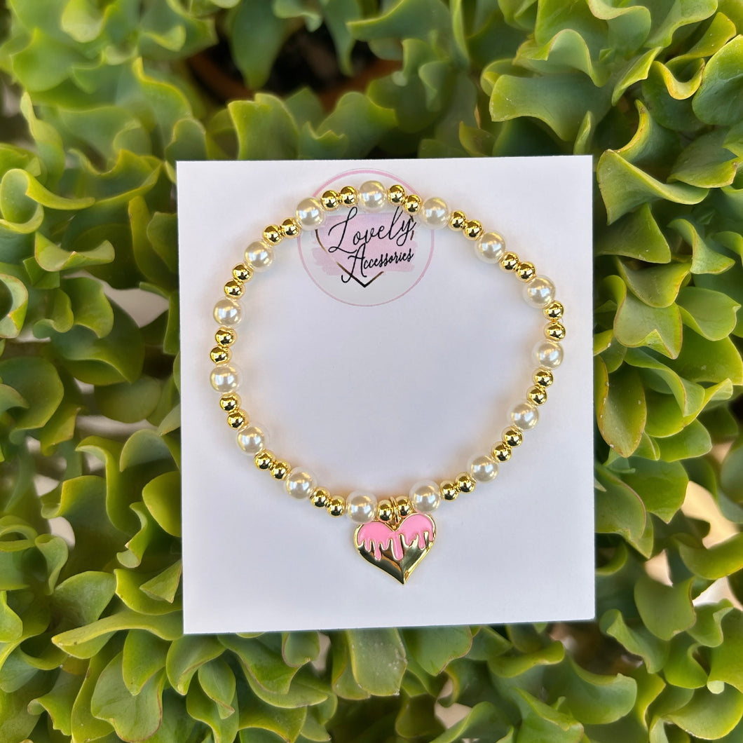 Pink Heart Beaded Bracelet 💖