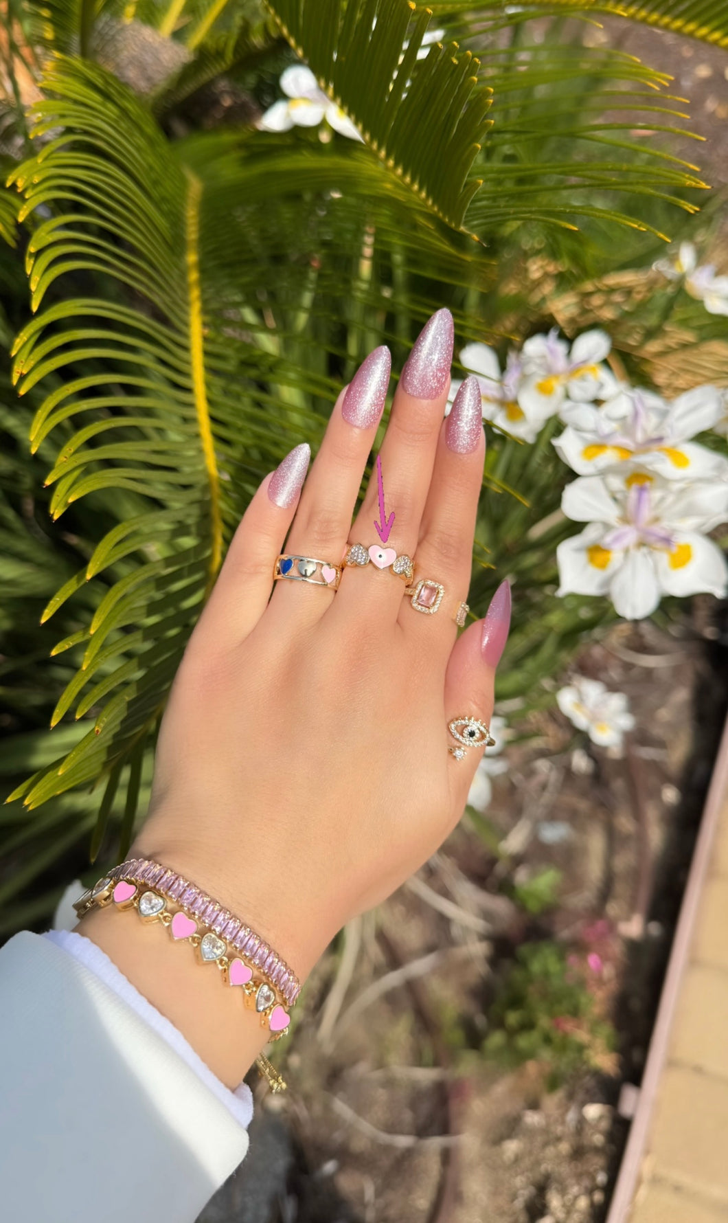Pink Heart Evil Eye Ring 💖