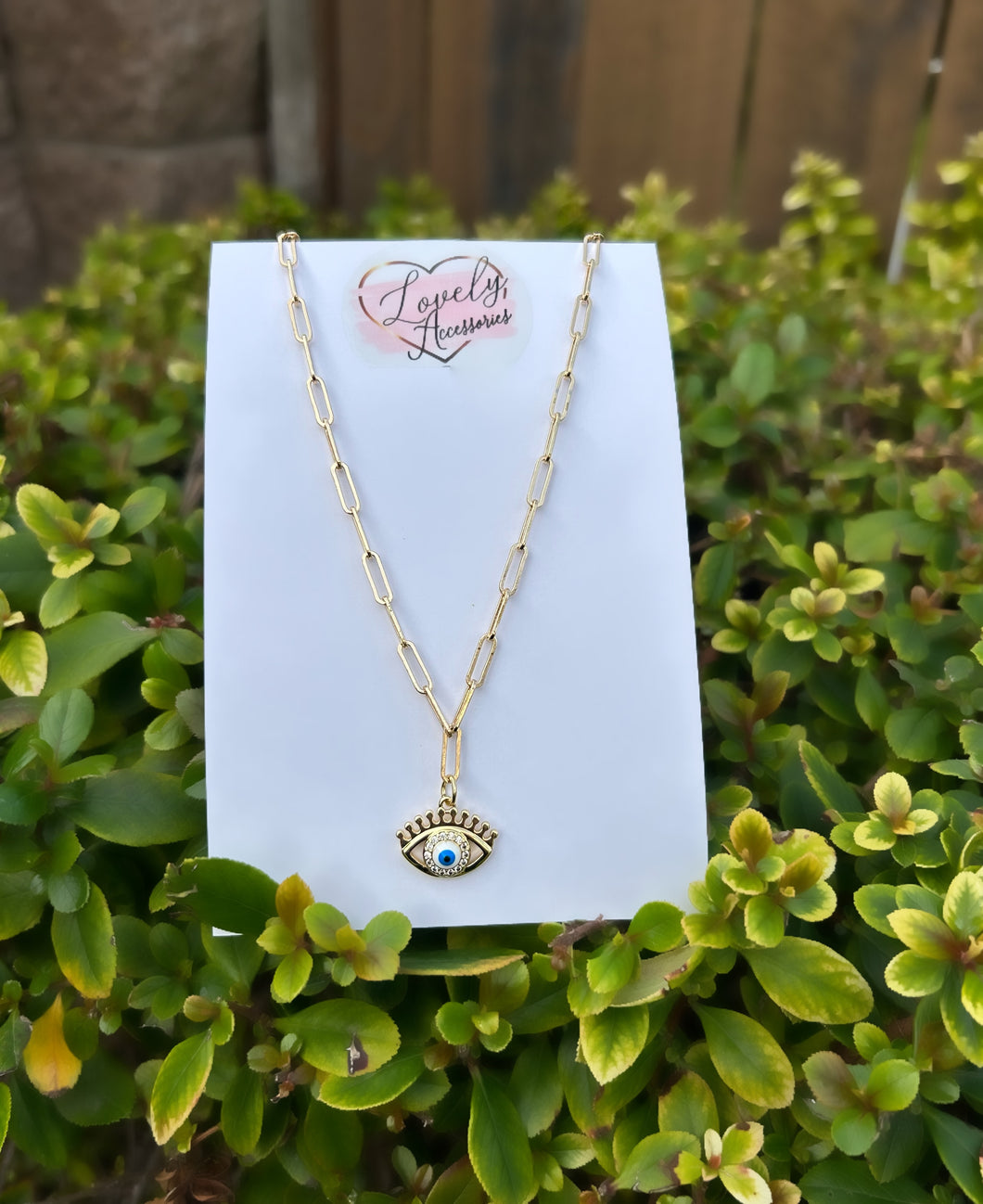 White Evil Eye Paperclip Necklace ✨