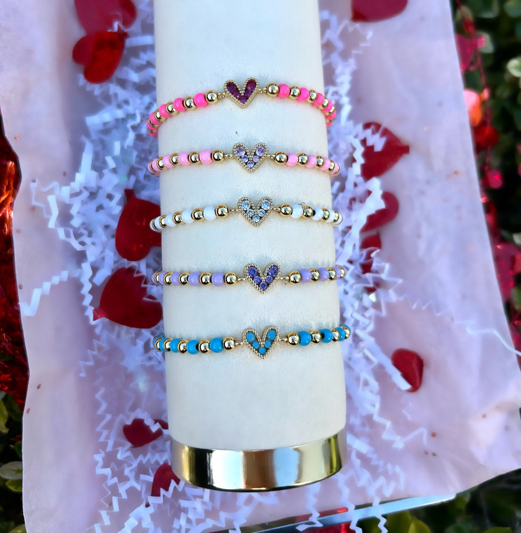 Colorful Heart Beaded Bracelets 💖