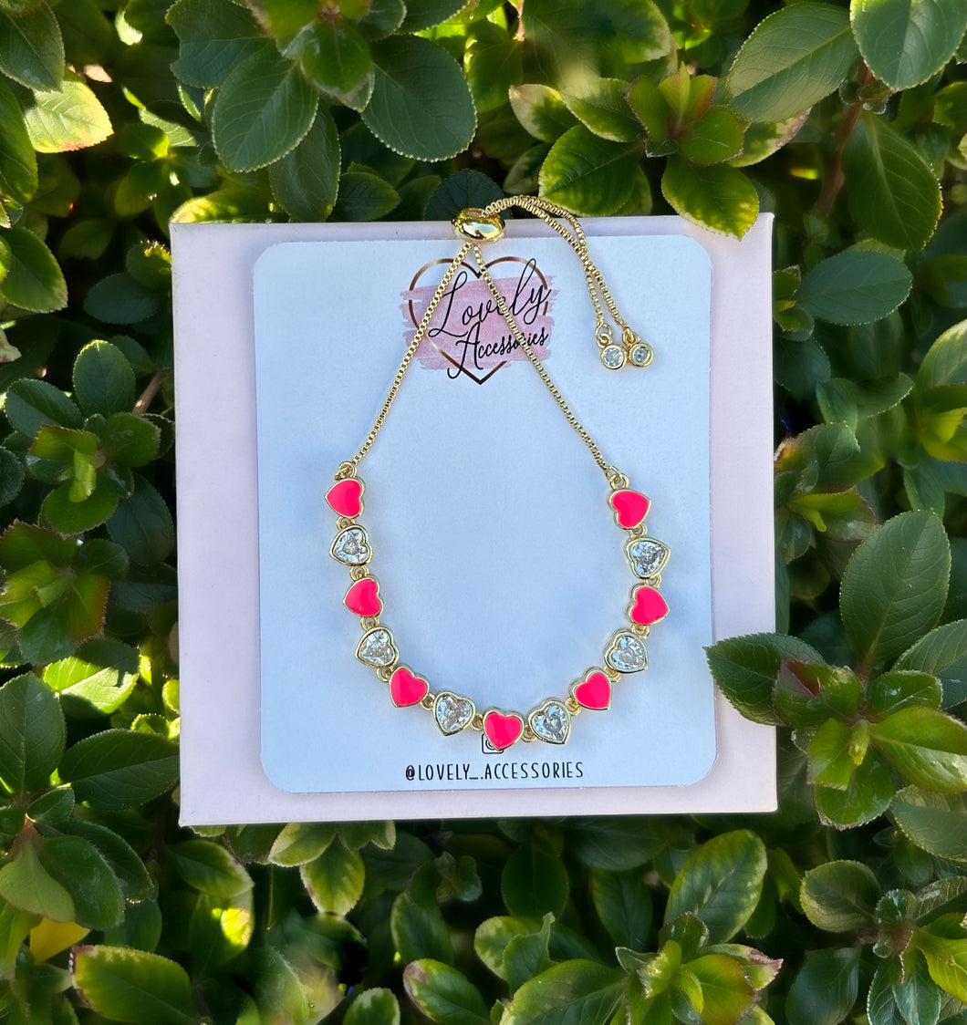 Fuchsia Heart Diamond Bracelet 💖