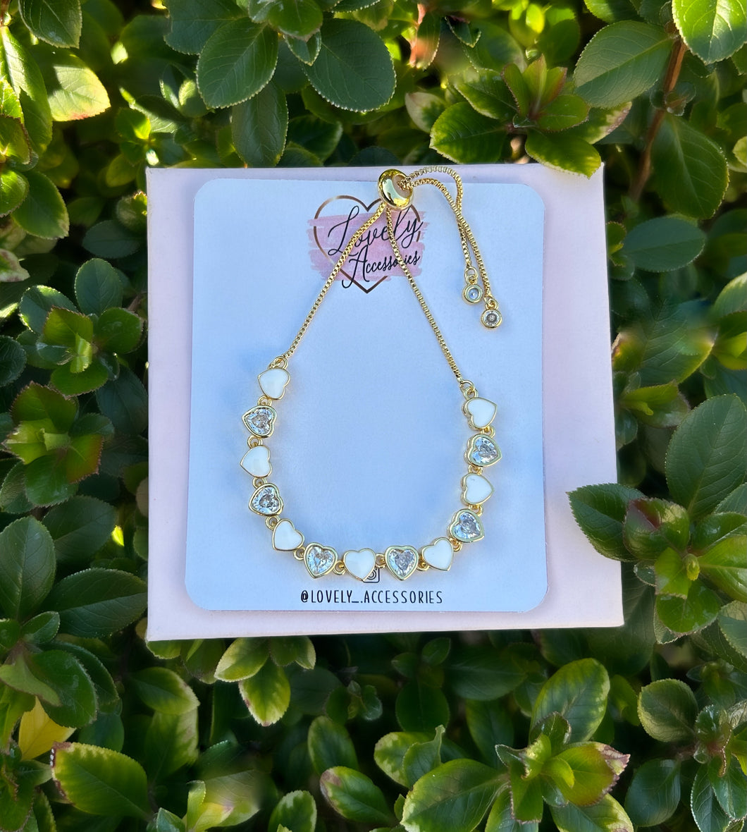 White Heart Diamond Bracelet ✨🤍✨
