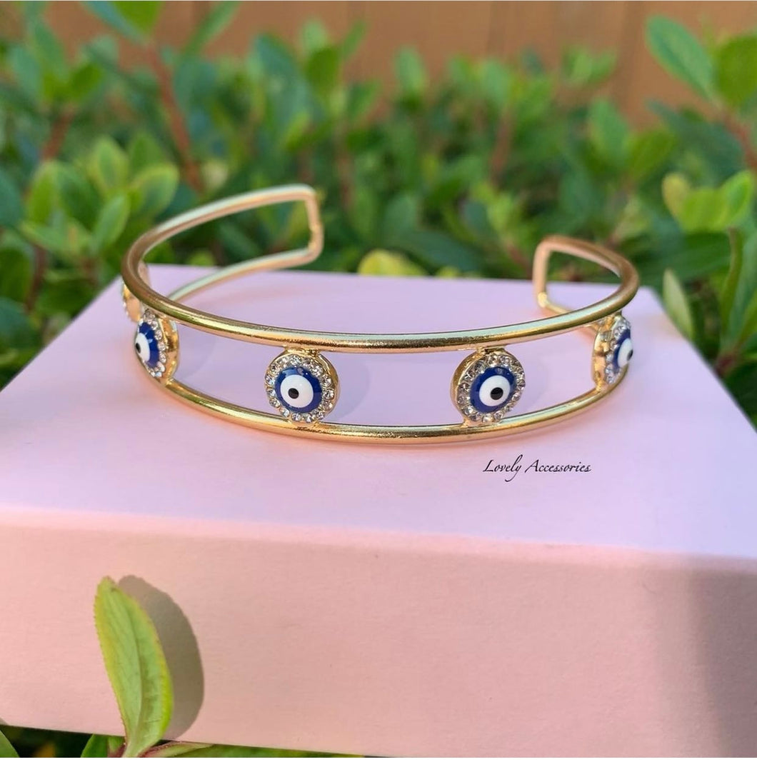 Blue Evil Eye Bangle Bracelet