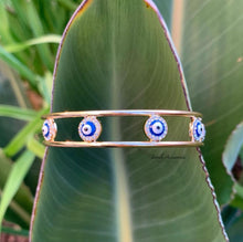 Load image into Gallery viewer, Blue Evil Eye Bangle Bracelet
