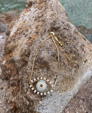 Load image into Gallery viewer, CZ Evil Eye Adjustable Bracelet
