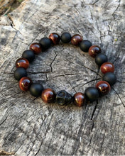 Load image into Gallery viewer, Skull Red Tiger &amp; Onyx Stone Beaded Bracelet
