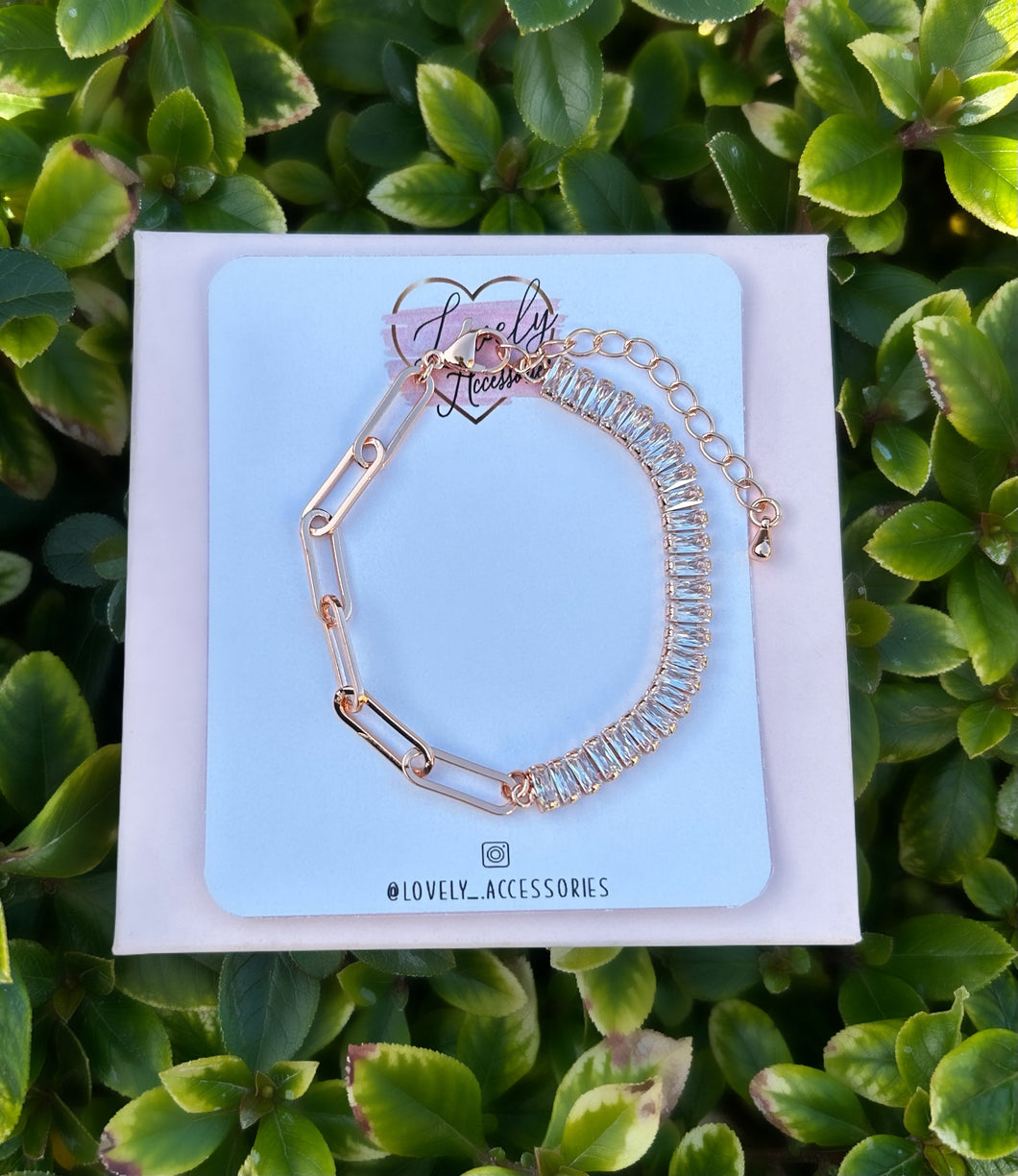 Rose Gold CZ/Paperclip Bracelet✨