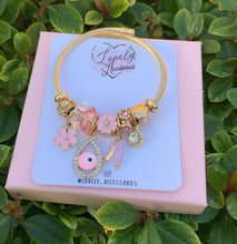 Load image into Gallery viewer, Pink Evil Eye Charm Bracelet
