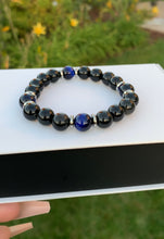 Load image into Gallery viewer, Blue Tiger Eye/Black Osidian Bracelet
