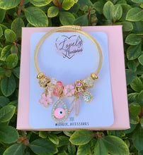 Load image into Gallery viewer, Pink Evil Eye Charm Bracelet
