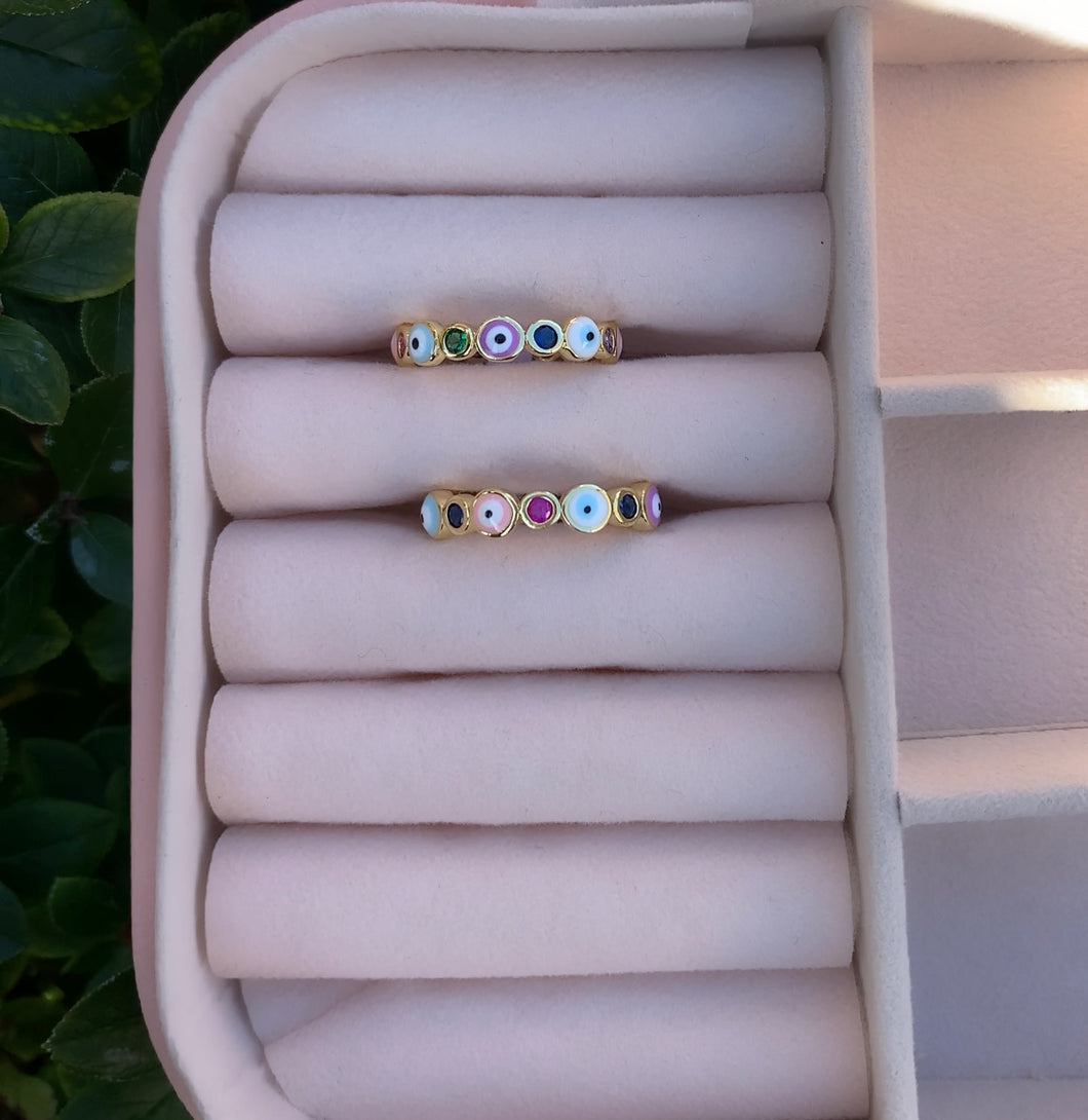 Pastel Evil Eye Multicolor Gem Ring