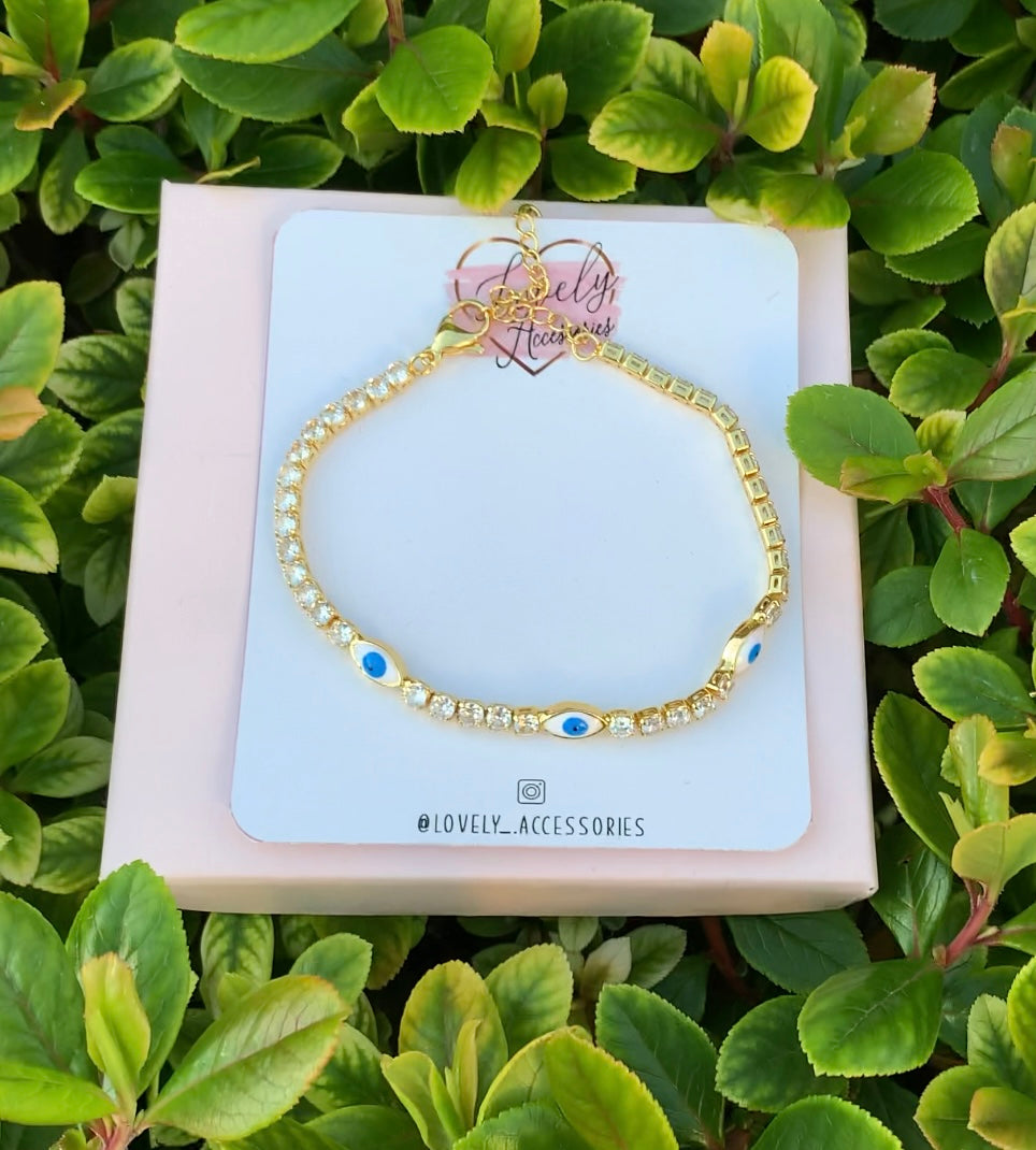 Iced White Evil Eye Bracelet