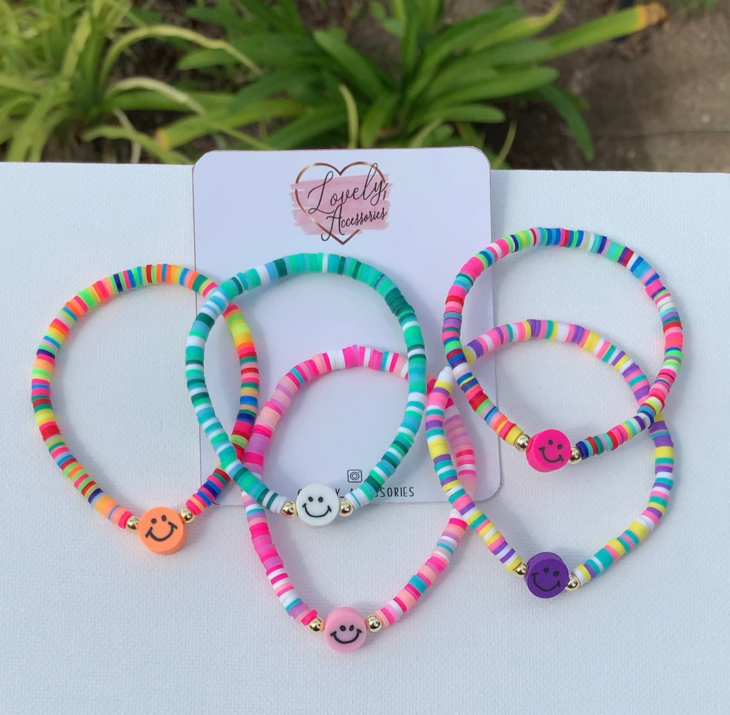 Happy Face Heishi Bracelets