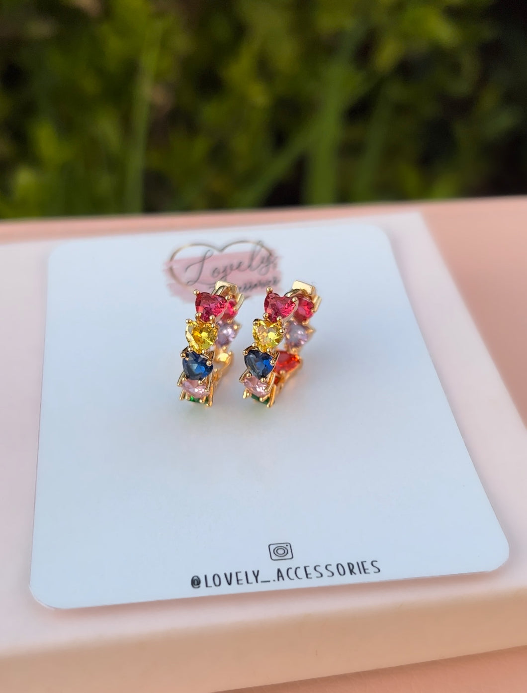 Multicolor Heart Diamond Earrings ✨