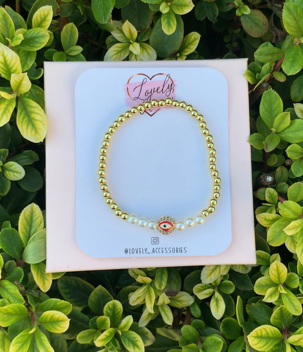 Red Pearl Evil Eye Bracelet ✨
