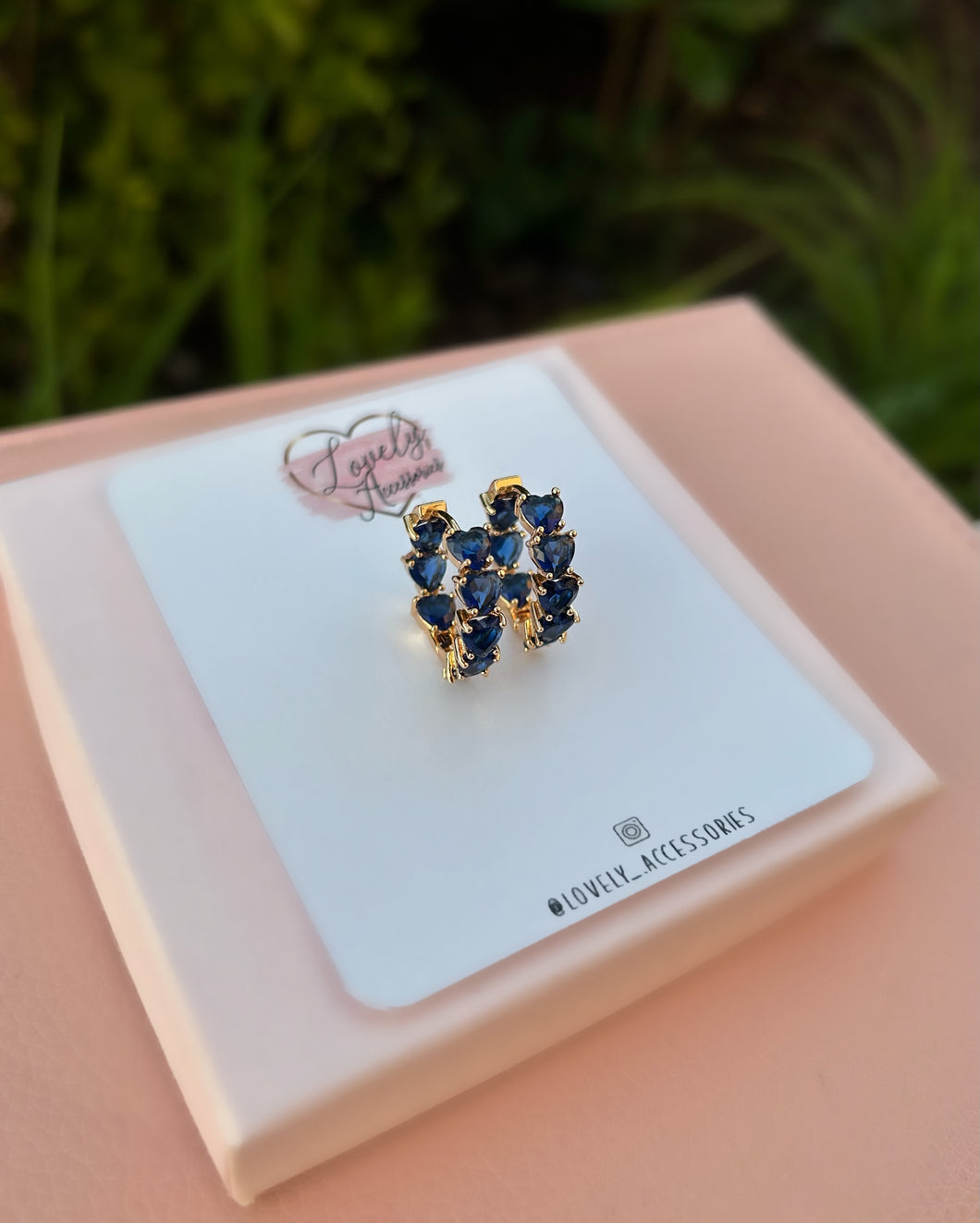 Blue Diamond Heart Earrings ✨